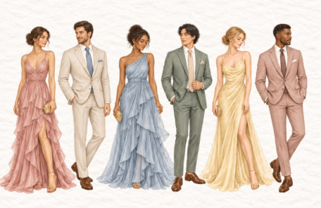 Convidados em traje social fino completo